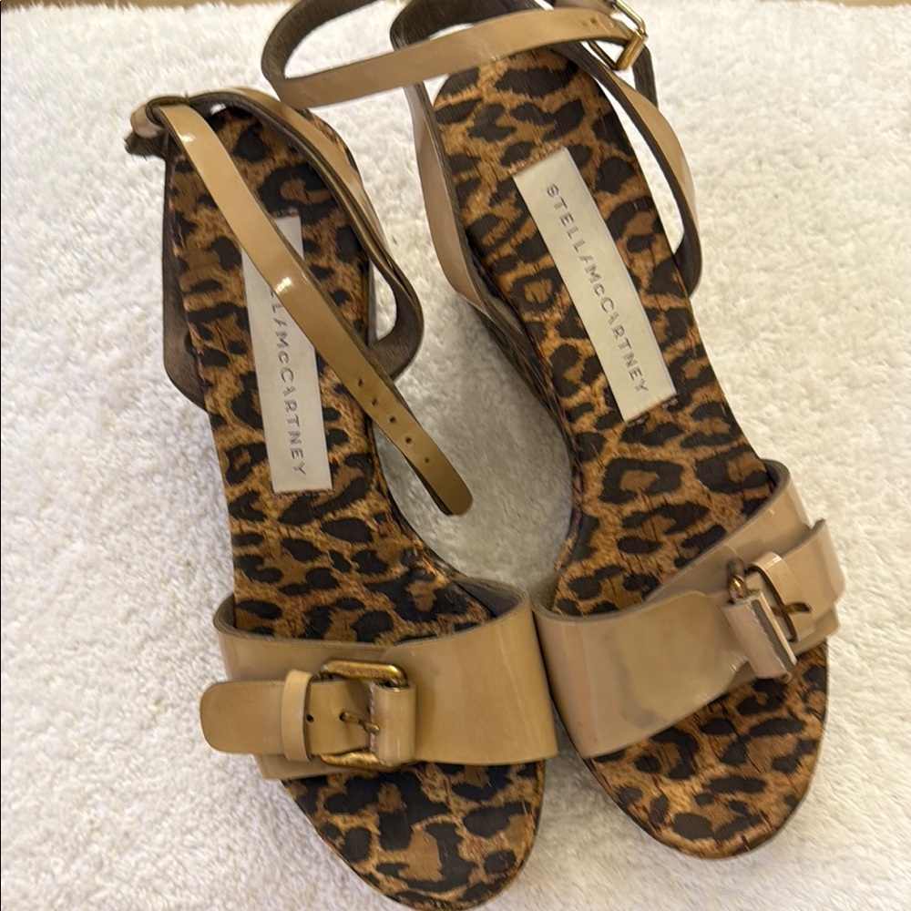 Stella McCartney cheeta Tan Sandals with Ankle Straps